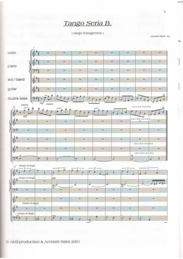 Tango Seria B for quintet